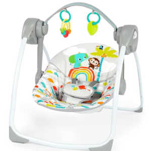 Bright Starts Playful Paradise Portable Baby Swing – Compact, Automatic, Music, Newborn+