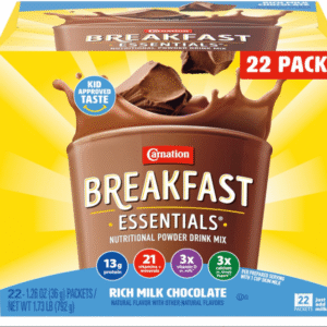 Carnation Breakfast Essentials Powder Drink Mix, Rich Milk Chocolate, 22 Count Box of 1.26 Ounce Packets