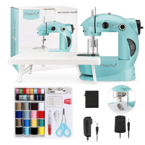 Magicfly Mini Sewing Machine with Extension Table & Sewing Kit, Dual Speed, Portable, Blue