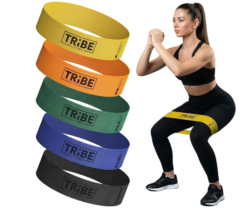 Tribe: Lifting Fabric Resistance Bands Set – 5 Exercise Bands for Legs, Glutes & Full-Body Workouts