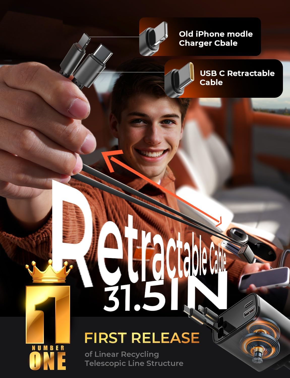 LISEN Retractable Car Charger - Image 3