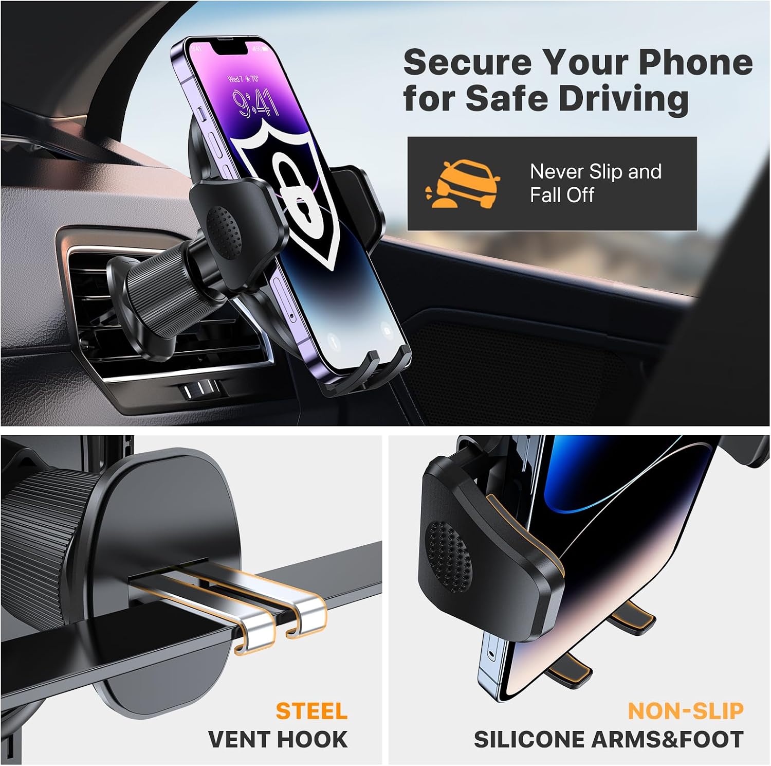 miracase Phone Holders for Your Car with Metal Hook Clip - Image 4