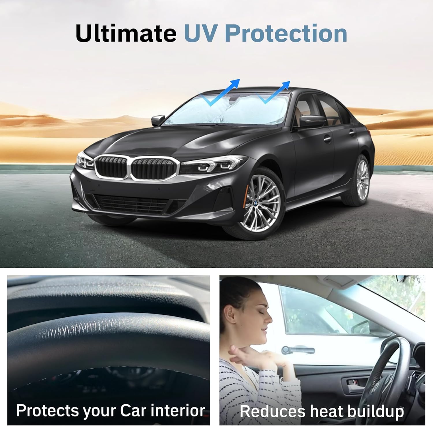 Autovir Windshield Sun Shade, Foldable Car Window Shades, 280T Visor Shade - Image 6