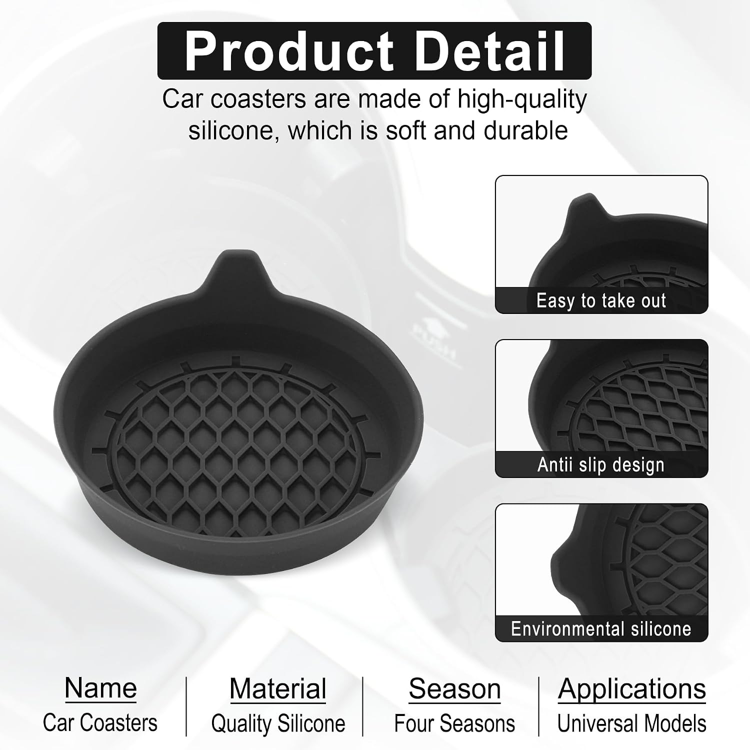 Car Cup Holder Coaster, Silicone Cup Holder Insert, Universal Non-Slip Cup Holders, Car Accessories - Image 4