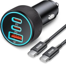 67W 3-Port Super Fast Type C Car Charger USB C for Samsung S26 S25 S24 S23