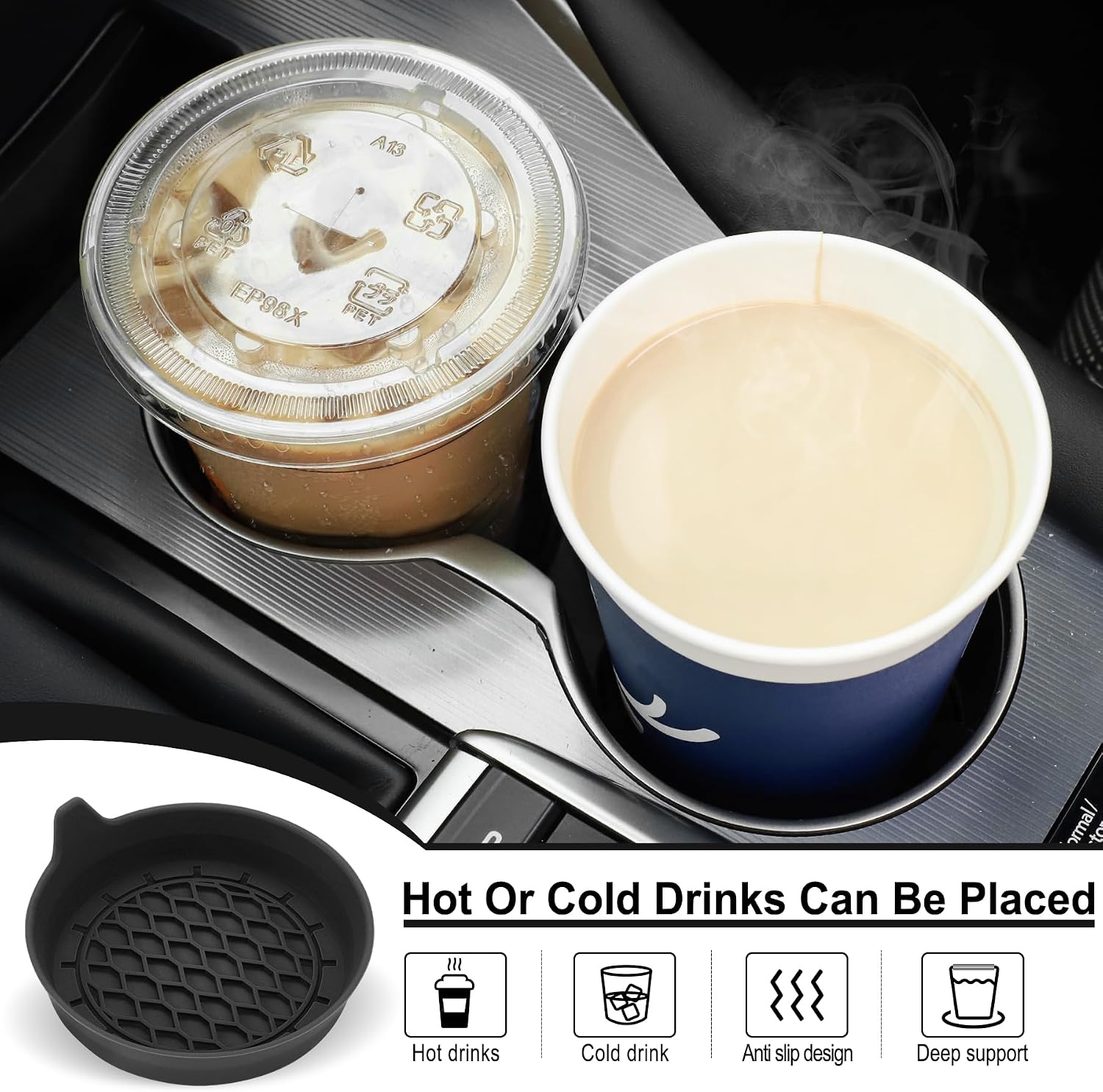 Car Cup Holder Coaster, Silicone Cup Holder Insert, Universal Non-Slip Cup Holders, Car Accessories - Image 3